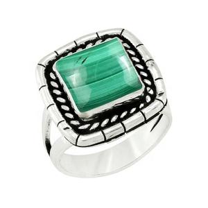 Cabochon de pierres précieuses malachite luxueux fait à la main solide 925 bague en argent Sterling bijoux 925 estampillé bague en argent Sterling bijoux - Product Image 1