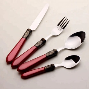 Juego de cubiertos de plata de lujo, vajilla de acero inoxidable con mango de resina, juego de vajilla pulido con espejo para Hotel - Product Image 4