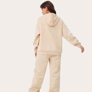 Ensemble de jogging de fitness avec logo personnalisé pour femmes vêtements d'entraînement surdimensionnés à manches longues 2 pièces à capuche pantalon de survêtement costume vêtements de sport d'automne - Product Image 1