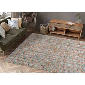 Tapis turc Oushak floral : antidérapant, lavable en machine, tapis imprimé, avec poils doux - Product Image 2