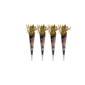 Confezione da 4 Cornetti di Capodanno in Carta Stile Novità da 9,8 Pollici - Product Image 1