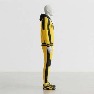 <b>Men</b> Yellow Black Hoodie Tracksuit Set Colorblock <b>Pullover</b> Sweatshirt Jogger Pants Sportswear Training Gym Fitness Activewear Pro - Product Image 4