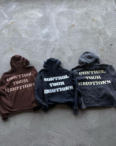 Ropa de calle para hombre Vintage de peso pesado parche desgastado bordado impresión personalizada pulóver Sudadera con capucha térmica - Product Image 2