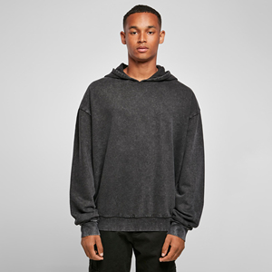 Sweat à capuche personnalisé lourd 100% coton lavé à l'acide fermeture éclair à l'épaule avec motif 3D pour la saison d'automne - Product Image 1