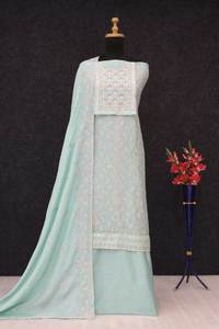 Señoras especiales Pure Chinon seda bordado secuencia trabajo bajo precio mejor calidad tres piezas Salwar traje para fiesta rica y función - Product Image 6