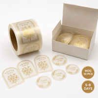 Étiquettes de remerciement personnalisées transparentes dorées autocollantes en papier thermosensible - Forme et taille personnalisées, impression offset UV pour emballage
