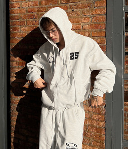 Unisex BOXY Zip <b>Hoodie</b> OEM ODM Embroidery & Print <b>Men's</b> Sweatshirt Winter Season Letter Pattern Eco-Friendly Made in Vietnam - Product Image 2