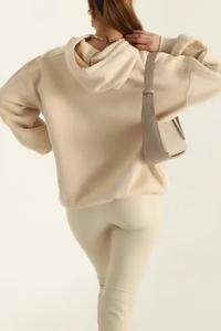 2025 diseño único personalizado mujeres sudaderas con capucha en blanco mujeres Casual sólido manga larga suelta pulóver Tops mujer otoño sudaderas con capucha - Product Image 3