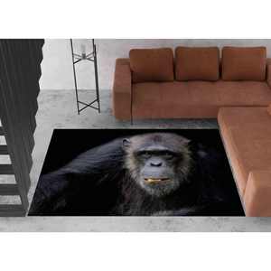 Tapis imprimé avec portrait de chimpanzé : tapis antidérapant pour salon, tapis en velours - Product Image 1