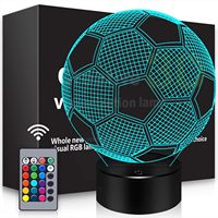 Lampe de Table de Football Forme Joueur de Football avec Plaque Acrylique 3D, Veilleuse LED USB d'Intérieur pour Décoration de Chevet de Chambre