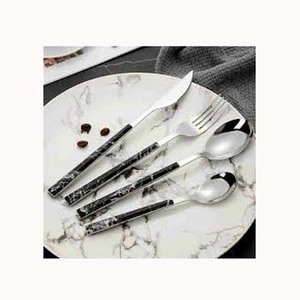 Vernis miroir argenté en acier inoxydable avec une longue poignée en marbre - Product Image 1