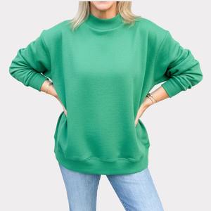 Winter Autumn <b>Women</b> Long Oversized Mockneck Sweatshirt Heavy Thick <b>Fleece</b> Warm Soft Cotton Loose Fit Fashion <b>Top</b> - Product Image 6