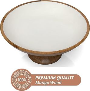 Wooden Decorative Pedestal Bowl for Home <b>Kitchen</b> Farmhouse Style Fruit Snack Serving Dining <b>Table</b> Centerpiece Decor - Product Image 5