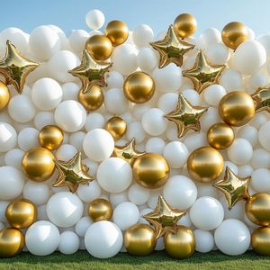 RUBFAC 129 ballons blancs de différentes tailles 18 12 10 5 pouces pour guirlande arche, ballons en latex - Product Image 4