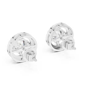 Pendientes de diamantes cultivados en laboratorio de oro amarillo de 14K, elegantes pendientes redondos de 6,5 MM, pendientes elegantes de oro de 14K para mujer, joyería creada en laboratorio - Product Image 4