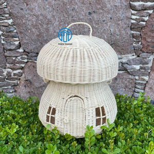 Cesta de almacenamiento de ratán, cesta de almacenamiento marrón para niños con setas, mimbre, almacenamiento decorativo al por mayor - Product Image 4