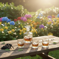 Decantador de Whisky de Vidrio Transparente Cuadrado con Logotipo Personalizado, Juego de Decantador de Licor con 2 Vasos de Whisky para Bodas, Precio al por Mayor