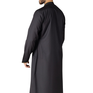 Nouvelle Thobe de Luxe Noire pour Hommes 2026, Broderie Dorée, Jubba Saoudienne, Vêtement Islamique, Robe Arabe pour Hommes, Kandura Dishdasha - Product Image 2