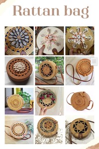 Sac à bandoulière en rotin tissé à la main, style vintage rond, texture naturelle, sac de plage, mode bohème, Vietnam - Product Image 1