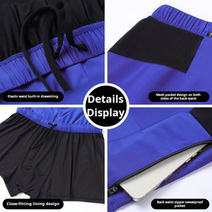<b>Men</b> s QuickDrying Running <b>Shorts</b> With <b>Compression</b> Liner and Zipper Pockets for Gym Workout Summer Fitness ShortsDDP shipping - Product Image 3