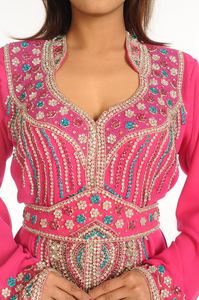 ชุดคาฟตันผ้าจอร์เจียอิสลามปักสีชมพู - Product Image 4