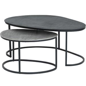 Mesa de centro de Metal de lujo, acabado de plata negra mate, parte superior Ovalada para el hogar, sala de estar, muebles decorativos - Product Image 2