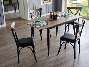 Mesa de Comedor Moderna Extensible de Madera con Patas Metálicas - Mesa de Cocina Rectangular que Ahorra Espacio (6-8 Plazas) - Serie Korwex - Product Image 5