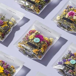 スタンドアップポーチ健康的な天然ジッパーフラワーティーバッグ窓付きOEMカスタムプリント再利用可能高品質 - Product Image 3