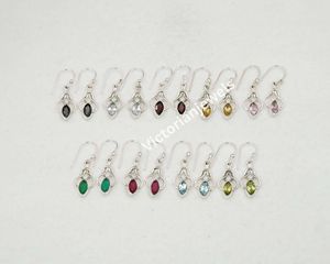 925 Solid Sterling Silver May Month Birthstone Emerald with Bezel setting Marquise Shape Hook <b>Earring</b> - Product Image 5