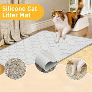 <b>Silicone</b> Square Reusable Cat Litter Trapping <b>Mat</b> Extra Large Waterproof Easy to Clean - Product Image 6