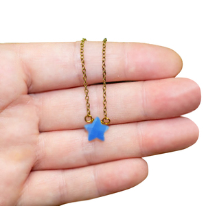 Dainty Gemstone Necklace 10mm Star Gemstone Wire Wrapped 925 Sterling Silver Rose Gold Plated Chain Double Loop Silver Necklaces - Product Image 2