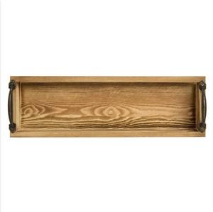 Plateau de service polyvalent en bois de pin massif avec poignées en métal robustes, idéal pour le vin, les bougies et la décoration, pour les acheteurs en gros - Product Image 5