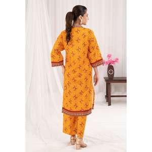 ชุดสูทผ้าลอน 2 ชิ้น สีมัสตาร์ดสำหรับผู้หญิง (แบบยังไม่เย็บติดกัน) - Product Image 6