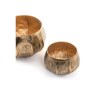 Grand bol de service en aluminium au design antique de forme ronde plaqué or de qualité supérieure pour la maison et l'hôtel - Product Image 4