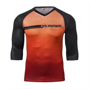 Jersey de Ciclismo Profesional para Triatlón y MTB, Manga 3/4, Degradado Naranja Rojo, Secado Rápido, Transpirable, Malla, Directo de Fábrica, Personalizado - Product Image 1