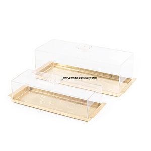 Plateau à chocolat carré en métal avec couvercle en acrylique Plateau à chocolat fait main de haute qualité Plateau à chocolat fantaisie élégant et classique - Product Image 3