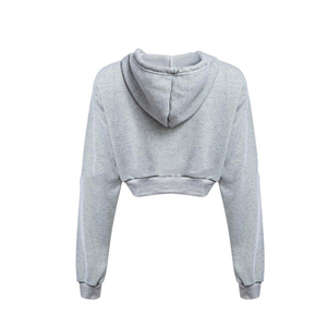 Women's Pink Cropped Hooded Sweatshirt Regular Fit Solid Color Full Sleeve Knitted Autumn Wear 2026 Latest - Product Image 6