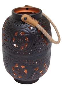 Farol Metálico Marroquí Vintage con Asa de Cuerda, Portavelas de Hierro con Patina Verdigris Antigua para Jardín o Boda - Product Image 4