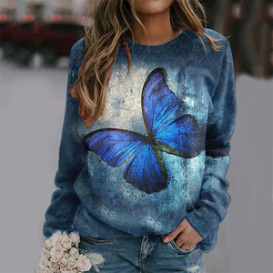 Sweat à col rond surdimensionné pour femmes imprimé personnalisé 100% coton Polyester pull nouvelle saison automne sweat tricoté - Product Image 6