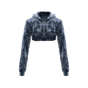 Chándal de entrenamiento de manga larga personalizado para mujer, chándal de terciopelo con capucha de terciopelo ajustado para mujer 2026 - Product Image 5