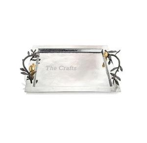 Bandeja de desayuno de acero inoxidable con asas elegantes, bandeja de servicio de vajilla de boda personalizada OEM de la mejor calidad - Product Image 3