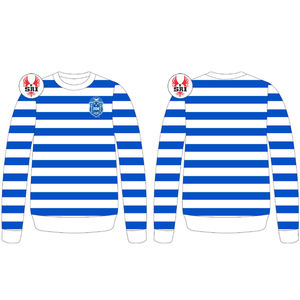 Zeta Blue and <b>White</b> Striped <b>Sweatshirt</b> with Soft Cotton and Chenille Letters for Sorority Members Greek Life Fashion - Product Image 5