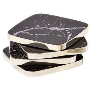 Sous-verres carrés en marbre noir de qualité supérieure avec des veines blanches naturelles pour une finition élégante et moderne de la table - Product Image 4