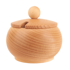 Beech Wood Sugar Bowl with <b>Lid</b> 10.5 cm Plant Oil Finish <b>Small</b> Rustic Kitchen Canister Wholesale Custom Logo - Product Image 3