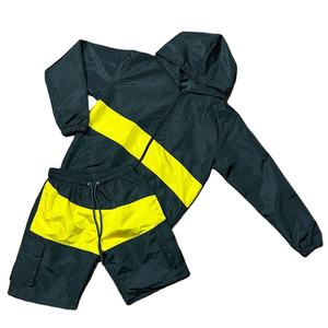 2025 ropa de hombre dos piezas sudaderas con cremallera y pantalones cortos conjunto cortavientos personalizado chándales transpirables de alta calidad - Product Image 4