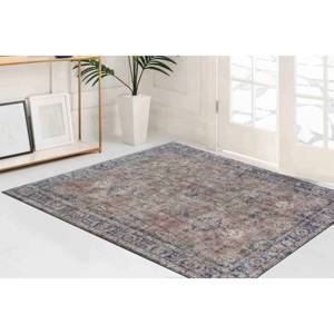 Navy Blue Printed Rug: Car <b>Mat</b>, Easy Clean, Persian, Gift, Antique, Floral, Modern, Large,With Pile Soft Rug - Product Image 1
