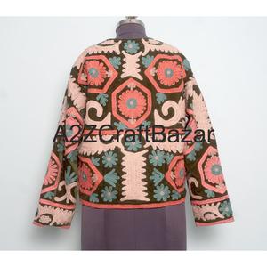 Chaqueta y Bata de Mujer Elegante, Hecha a Mano, con Bordado Suzani de Terciopelo, Diseño Floral, para Verano y Otoño, Transpirable, con Forro 100% Algodón - Product Image 5