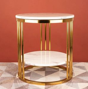 Table d'appoint de chevet en métal au design de luxe Table d'appoint de présentation à café fabriquée sur mesure en métal et en marbre - Product Image 5