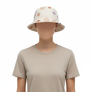 Chapeau Bob Personnalisé avec Logo Brodé Floral pour Femme – Protection Solaire Estivale, Coton Blanc, Casquette de Pêcheur, Idéal Plage et Extérieur - Product Image 3