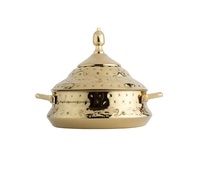 Casserole en acier inoxydable martelé doré de haute qualité, moderne, avec couvercle, compatible gaz et induction, écologique, personnalisable, chauffe-plats